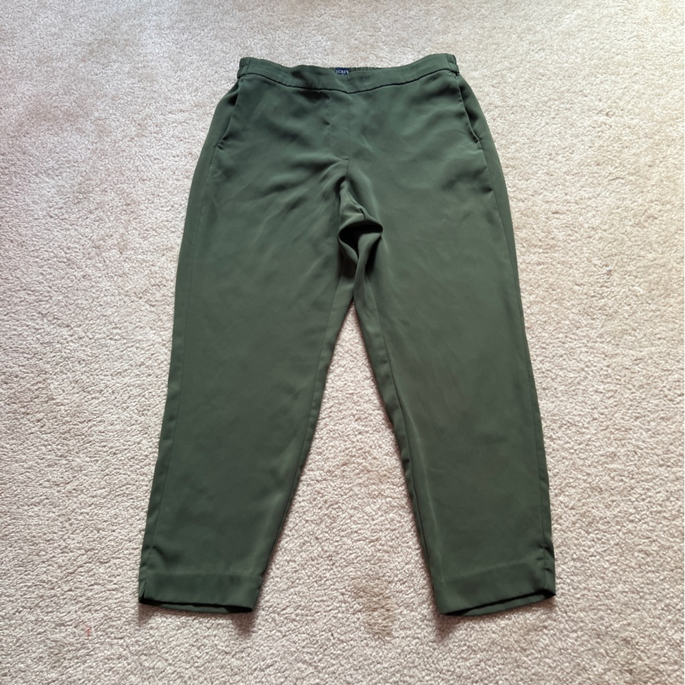 J.Crew Jamie Tapered Leg Elastic Waist Pants Women’s Size 14 Olive Green - Picture 7 of 16